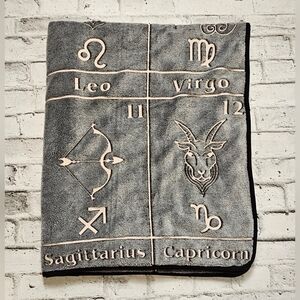 Zodiac Astrology Plush Throw Blanket Constellation Signs Grey Soft Cozy